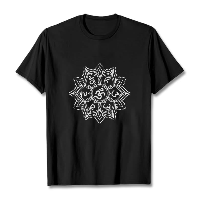T-shirt con Buddha Stones Mandala Flower Om Mani Padme Hum Sanscrito Mantra - Nero - 2XL - image 7