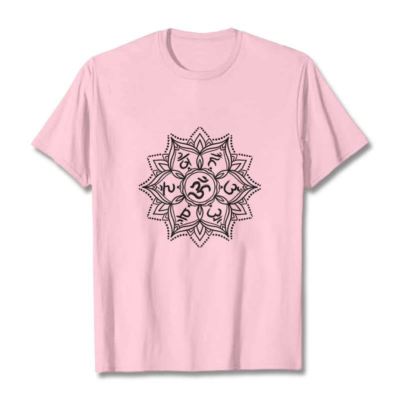T-shirt con Buddha Stones Mandala Flower Om Mani Padme Hum Sanscrito Mantra - Rosa chiaro - 2XL - image 12