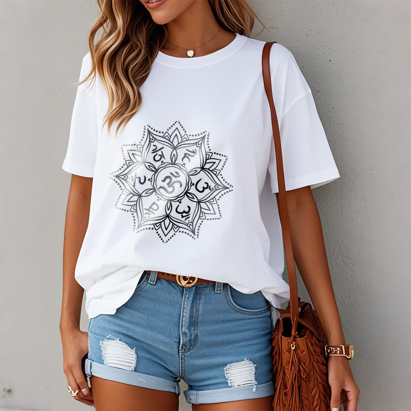 T-shirt con Buddha Stones Mandala Flower Om Mani Padme Hum Sanscrito Mantra - image 3