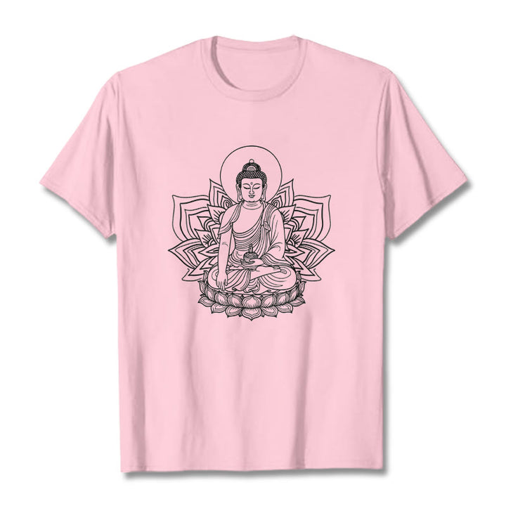 Maglietta Buddha Stones della Medicina, Buddha seduto su un piedistallo di loto - Rosa chiaro - 2XL - image 12