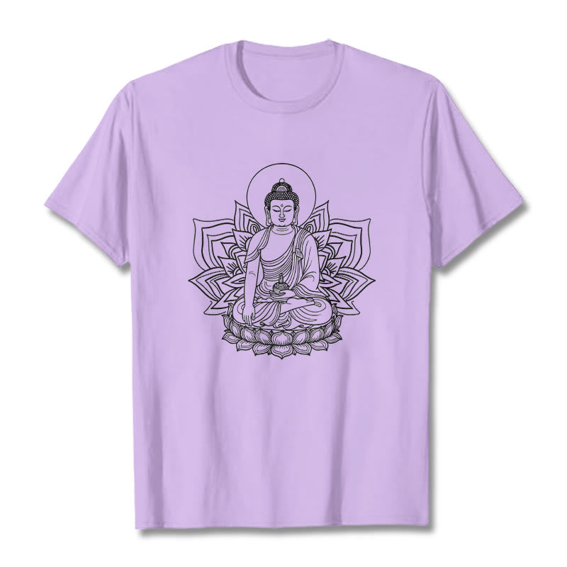 Maglietta Buddha Stones della Medicina, Buddha seduto su un piedistallo di loto - Prugna - 2XL - image 17