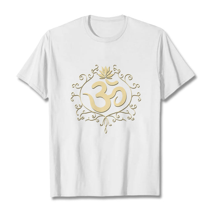 Maglietta Buddha Stones, simbolo Om, viticci e fiori di loto - Bianco - 2XL - image 8