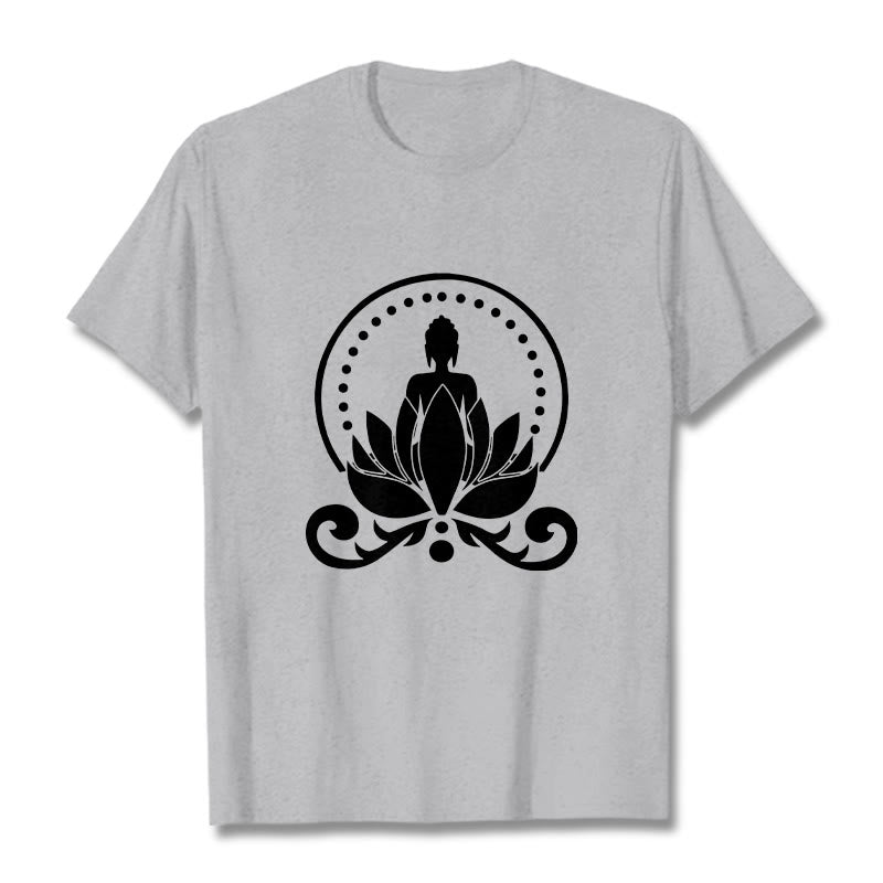Maglietta Buddha Stones Meditation Buddha seduto su un fiore di loto - Grigio chiaro - 2XL - image 20