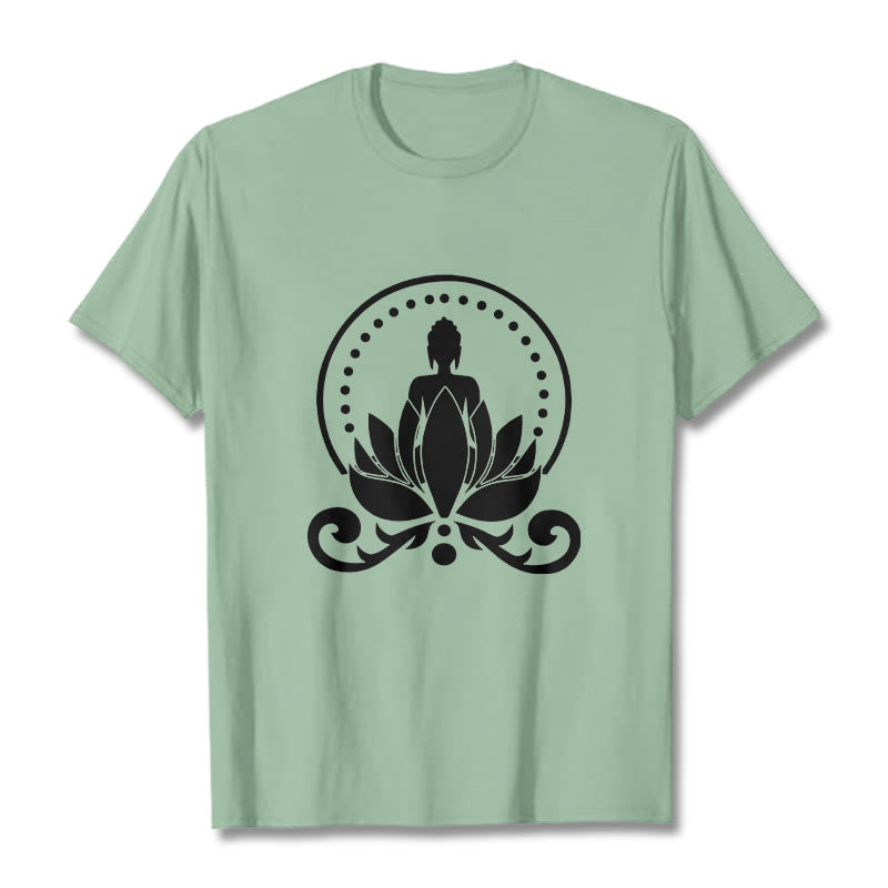 Maglietta Buddha Stones Meditation Buddha seduto su un fiore di loto - Verde pallido - 2XL - image 15