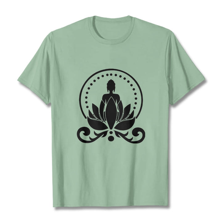 Maglietta Buddha Stones Meditation Buddha seduto su un fiore di loto - Verde pallido - 2XL - image 15