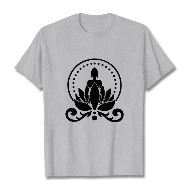 Maglietta Buddha Stones Meditation Buddha seduto su un fiore di loto - Grigio chiaro - 2XL - image 19