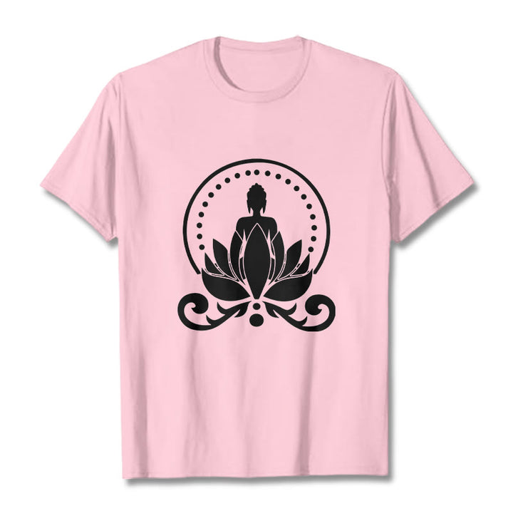Maglietta Buddha Stones Meditation Buddha seduto su un fiore di loto - Rosa chiaro - 2XL - image 13