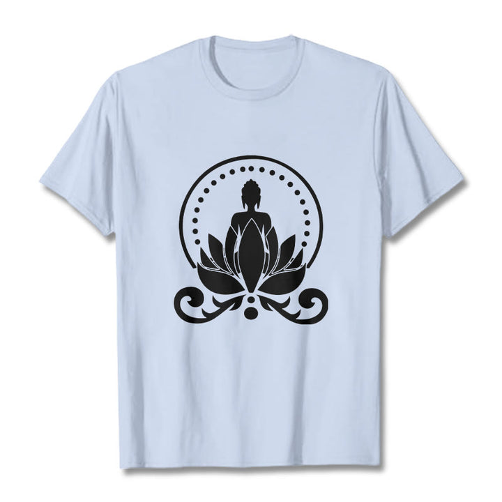 Maglietta Buddha Stones Meditation Buddha seduto su un fiore di loto - Ciano chiaro - 2XL - image 19