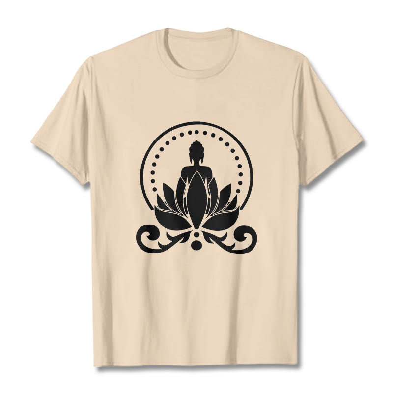 Maglietta Buddha Stones Meditation Buddha seduto su un fiore di loto - Biscotto - 2XL - image 11