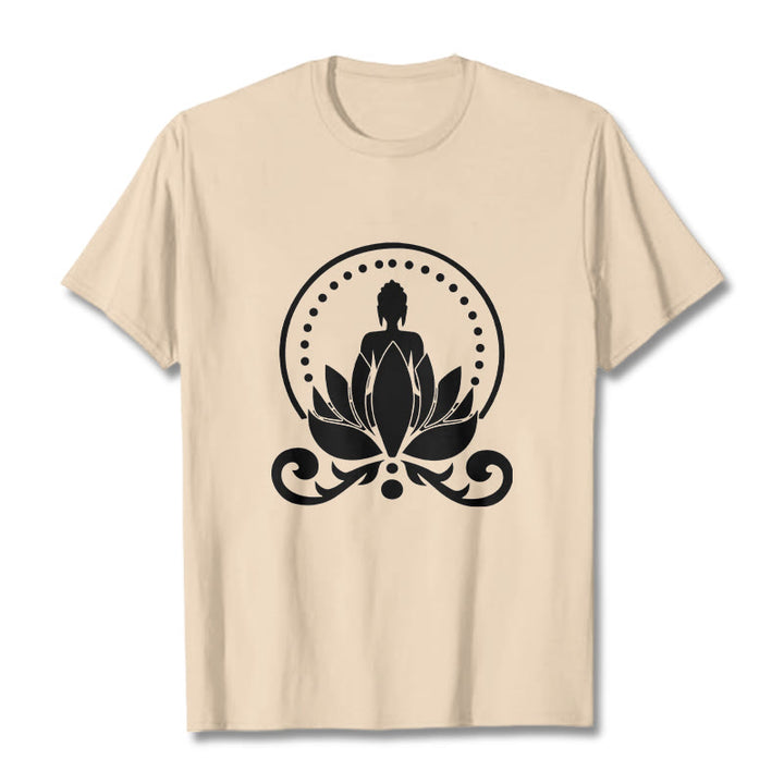 Maglietta Buddha Stones Meditation Buddha seduto su un fiore di loto - Biscotto - 2XL - image 11