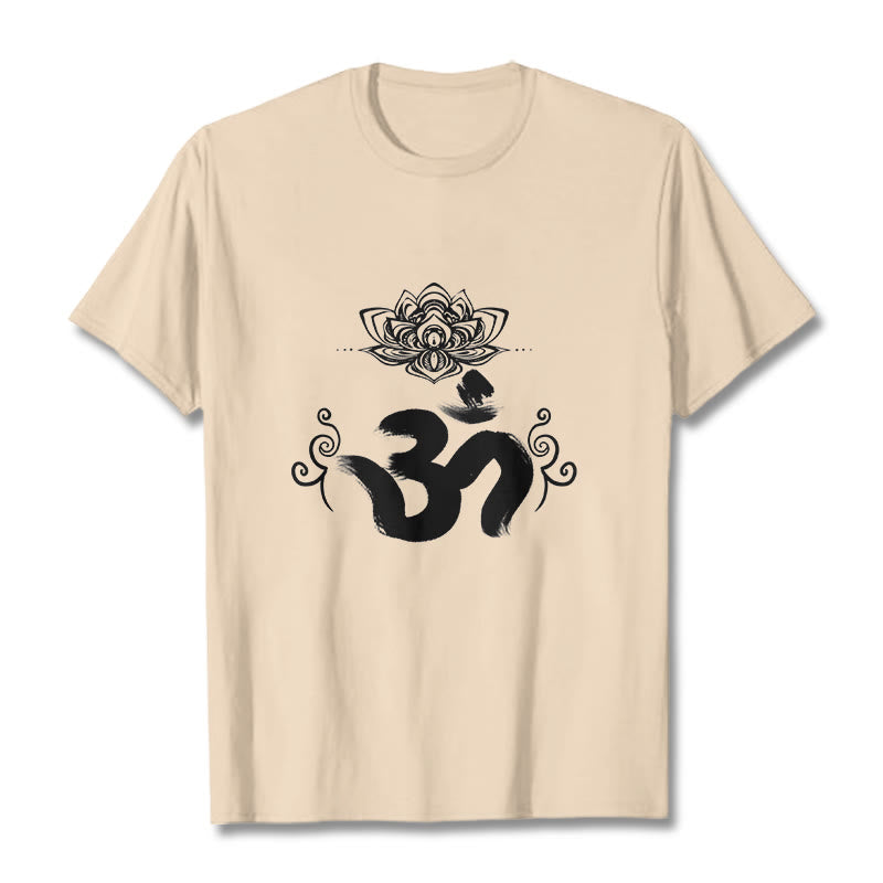 Maglietta Buddha Stones e simbolo Om in sanscrito e floreale - Biscotto - 2XL - image 12