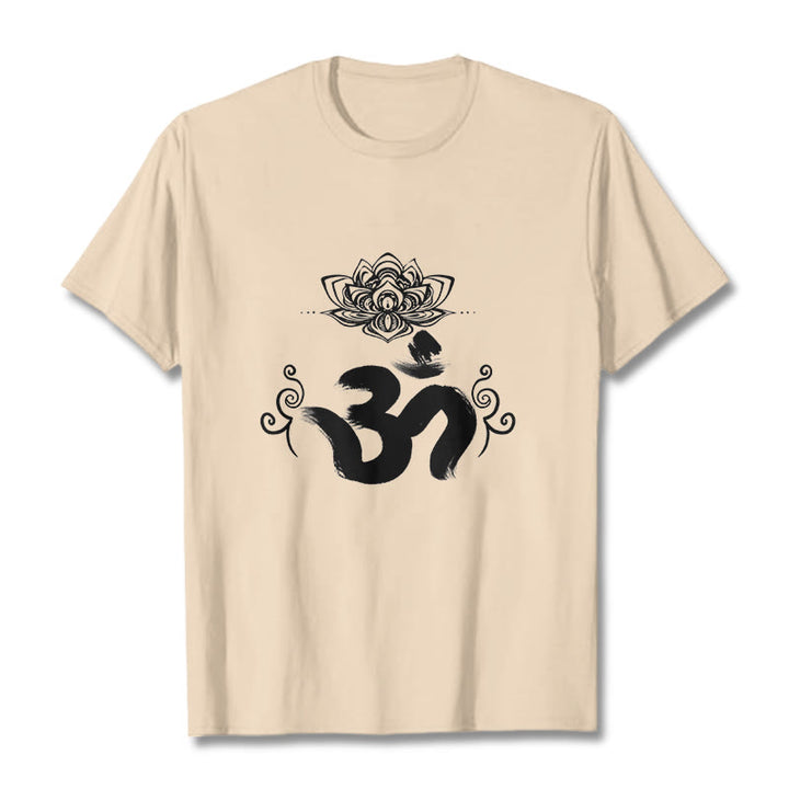 Maglietta Buddha Stones e simbolo Om in sanscrito e floreale - Biscotto - 2XL - image 11