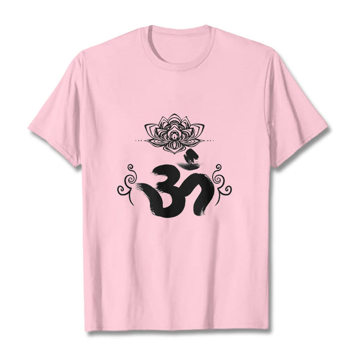 Maglietta Buddha Stones e simbolo Om in sanscrito e floreale - Rosa chiaro - 2XL - image 14