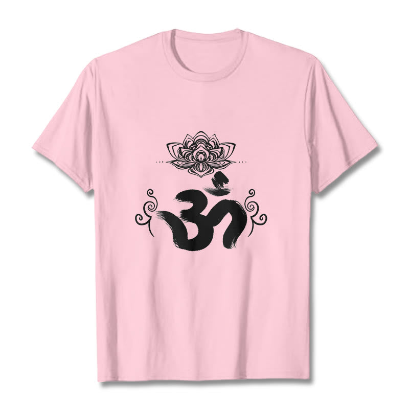 Maglietta Buddha Stones e simbolo Om in sanscrito e floreale - Rosa chiaro - 2XL - image 15
