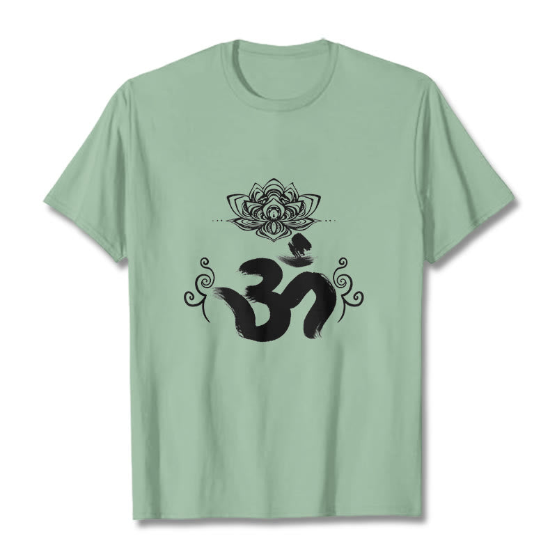 Maglietta Buddha Stones e simbolo Om in sanscrito e floreale - Verde pallido - 2XL - image 18