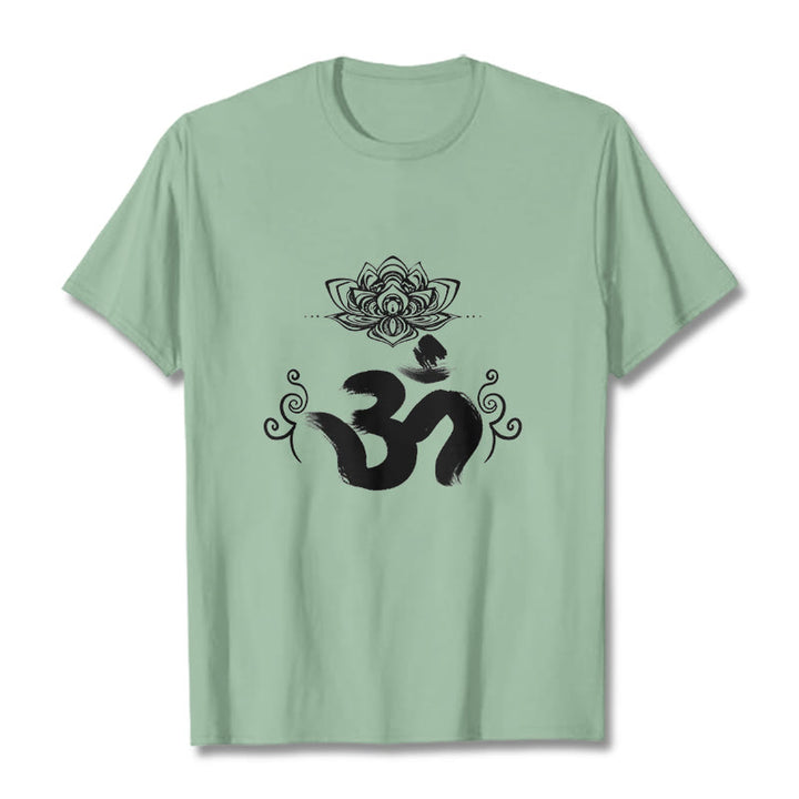 Maglietta Buddha Stones e simbolo Om in sanscrito e floreale - Verde pallido - 2XL - image 18