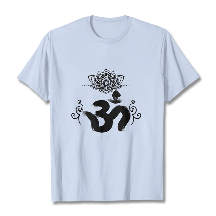 Maglietta Buddha Stones e simbolo Om in sanscrito e floreale - Ciano chiaro - 2XL - image 13