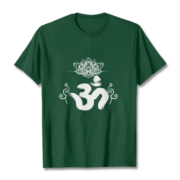 Maglietta Buddha Stones e simbolo Om in sanscrito e floreale - Verde foresta - 2XL - image 5
