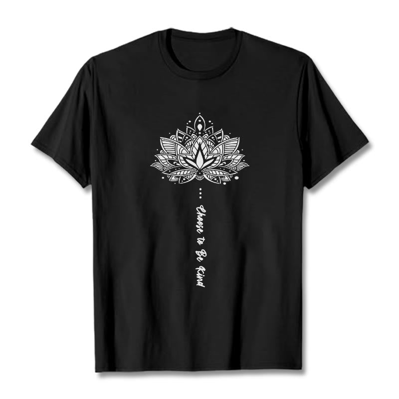 Maglietta con fiori geometrici "Scegli di essere gentile" Buddha Stones - Nero - 2XL - image 4