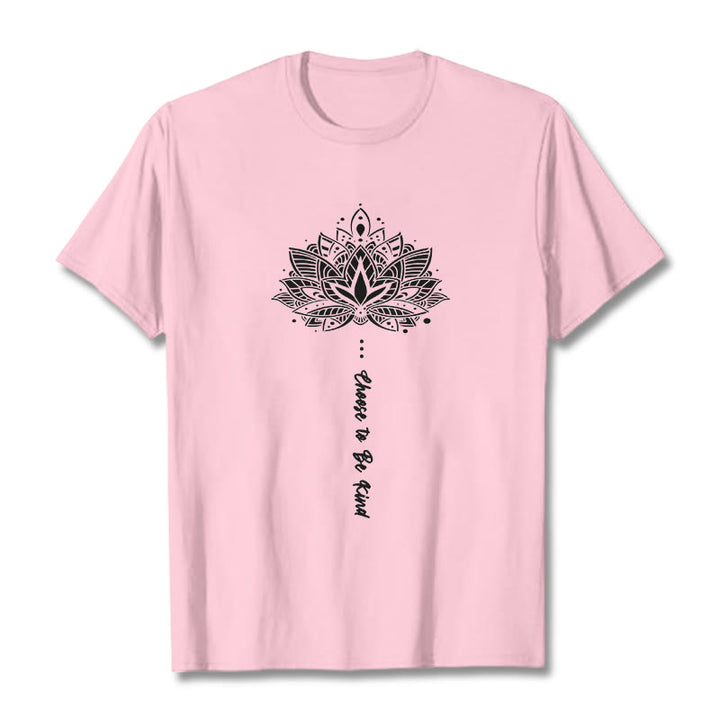 Maglietta con fiori geometrici "Scegli di essere gentile" Buddha Stones - Rosa chiaro - 2XL - image 13