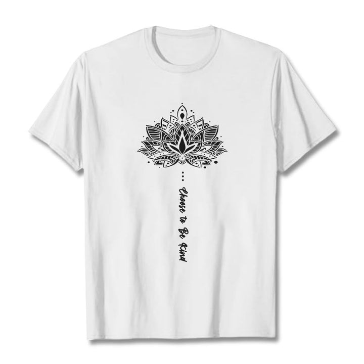 Maglietta con fiori geometrici "Scegli di essere gentile" Buddha Stones - Bianco - 2XL - image 8