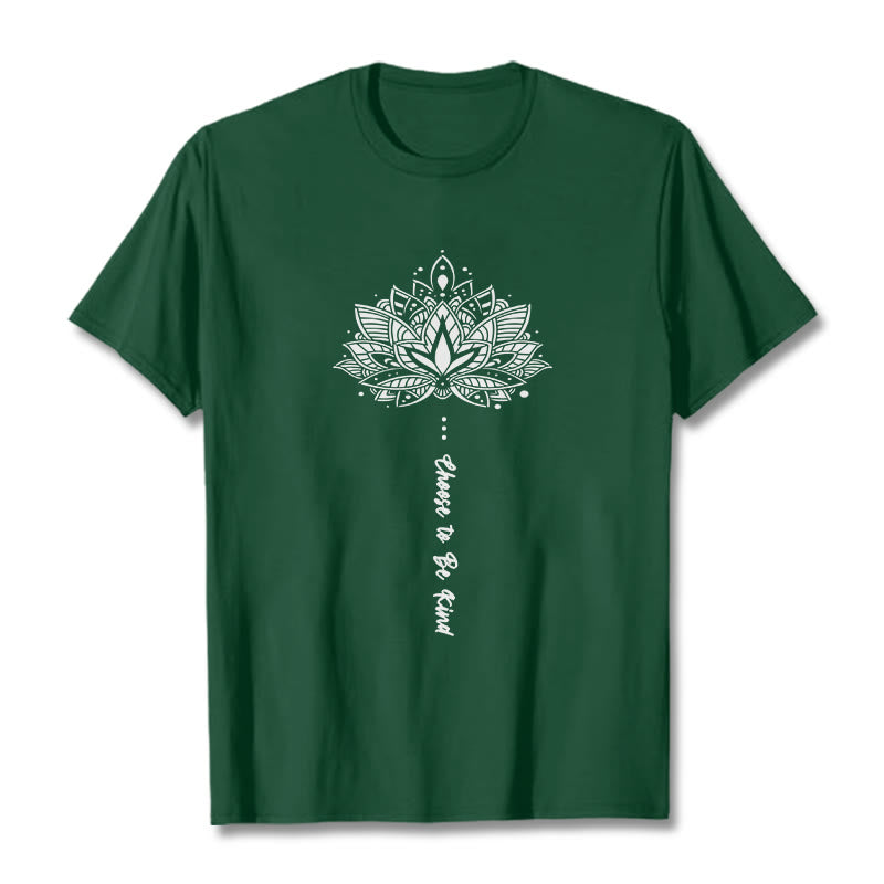 Maglietta con fiori geometrici "Scegli di essere gentile" Buddha Stones - Verde foresta - 2XL - image 1