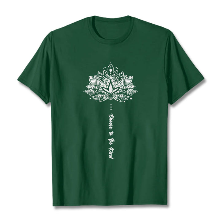 Maglietta con fiori geometrici "Scegli di essere gentile" Buddha Stones - Verde foresta - 2XL - image 1