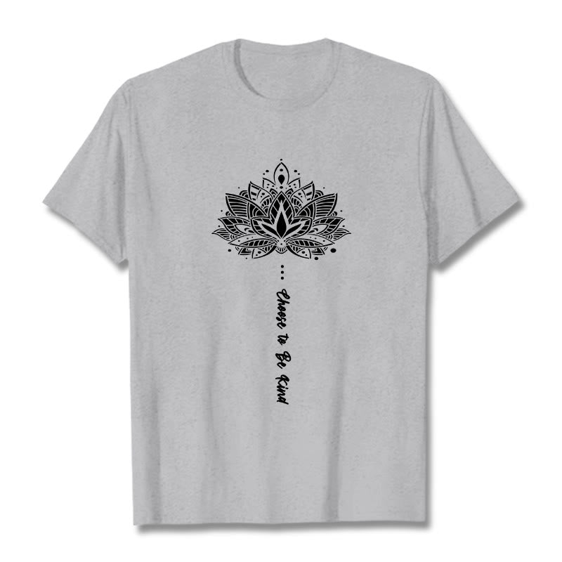 Maglietta con fiori geometrici "Scegli di essere gentile" Buddha Stones - Grigio chiaro - 2XL - image 20