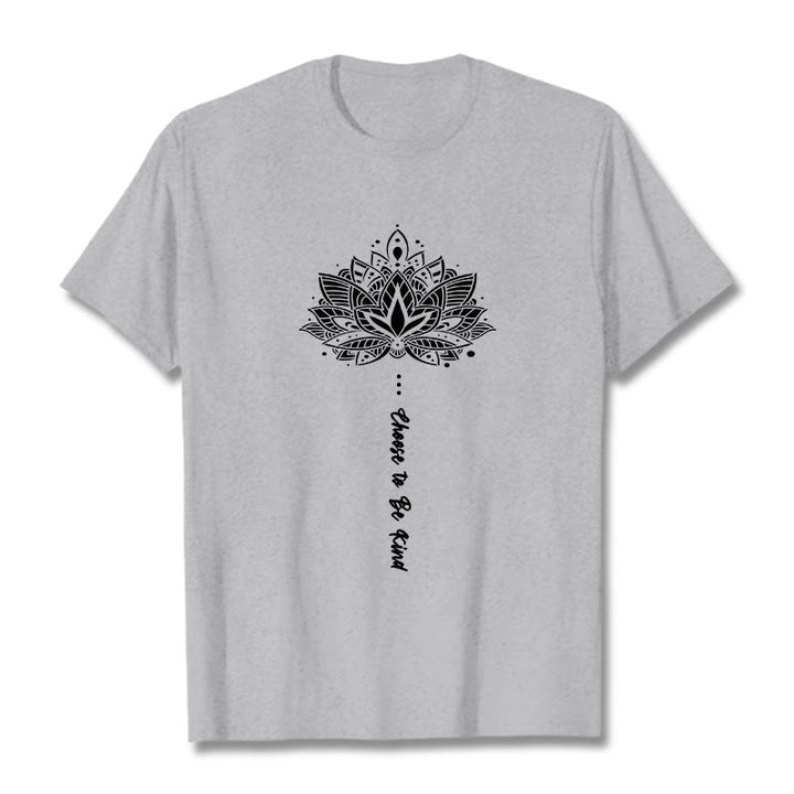 Maglietta con fiori geometrici "Scegli di essere gentile" Buddha Stones - Grigio chiaro - 2XL - image 20