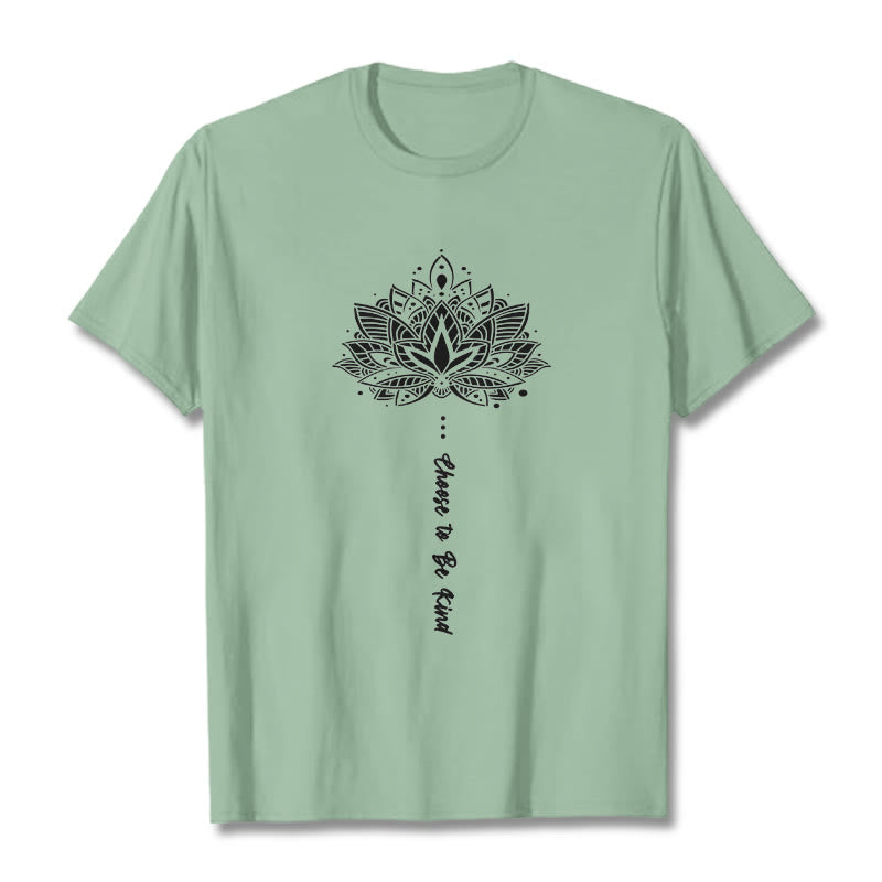 Maglietta con fiori geometrici "Scegli di essere gentile" Buddha Stones - Verde pallido - 2XL - image 15