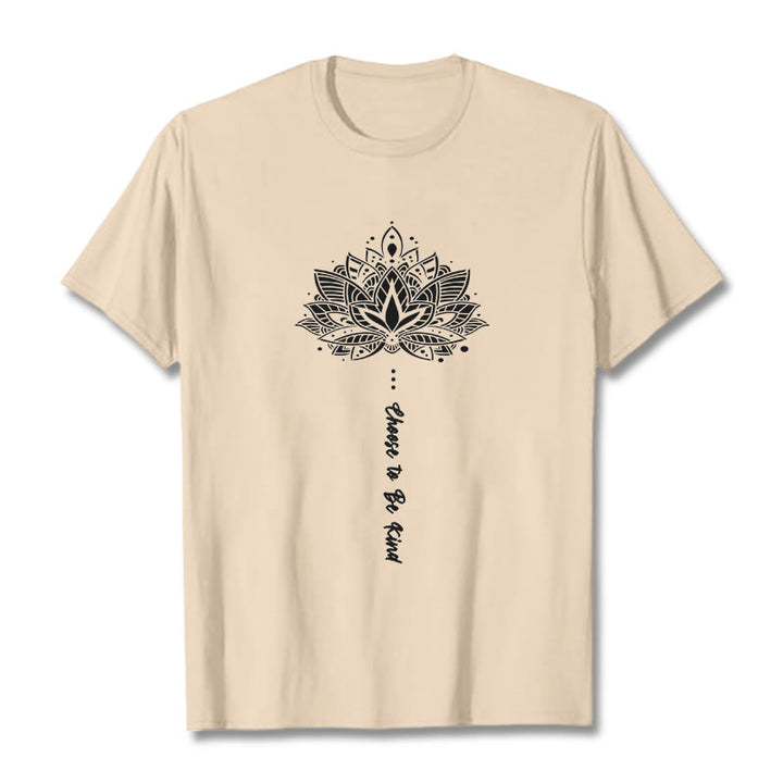 Maglietta con fiori geometrici "Scegli di essere gentile" Buddha Stones - Biscotto - 2XL - image 11