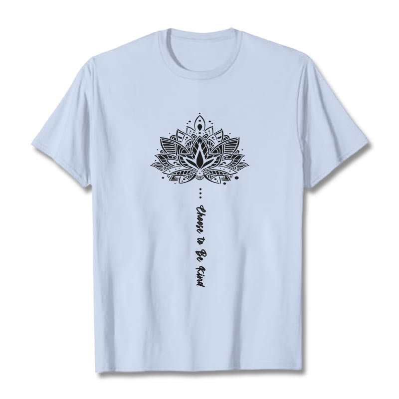 Maglietta con fiori geometrici "Scegli di essere gentile" Buddha Stones - Ciano chiaro - 2XL - image 18