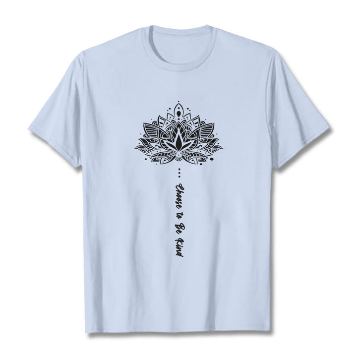Maglietta con fiori geometrici "Scegli di essere gentile" Buddha Stones - Ciano chiaro - 2XL - image 18