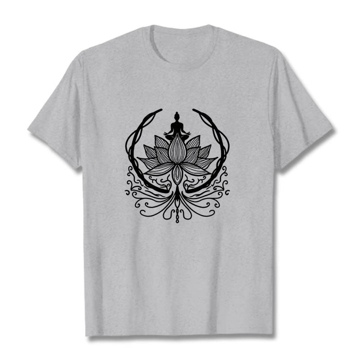 Maglietta Buddha Stones Meditation Buddha seduto all'interno di un fiore di loto - Grigio chiaro - 2XL - image 19