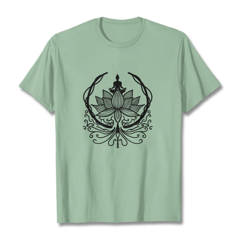 Maglietta Buddha Stones Meditation Buddha seduto all'interno di un fiore di loto - Verde pallido - 2XL - image 15