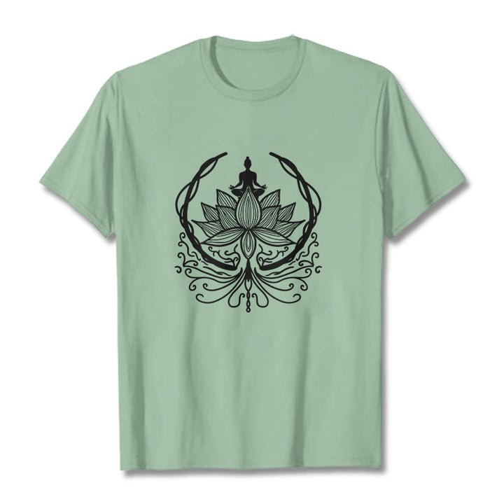 Maglietta Buddha Stones Meditation Buddha seduto all'interno di un fiore di loto - Verde pallido - 2XL - image 15