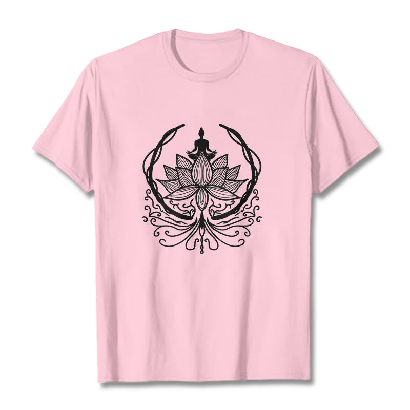 Maglietta Buddha Stones Meditation Buddha seduto all'interno di un fiore di loto - Rosa chiaro - 2XL - image 12