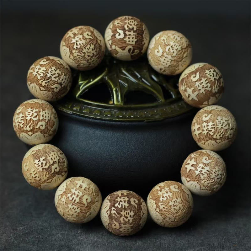 Braccialetto di chiarezza inciso con Buddha Stones, legno di canfora, Yin Yang e bue - image 5