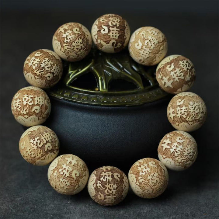 Braccialetto di chiarezza inciso con Buddha Stones, legno di canfora, Yin Yang e bue - image 5