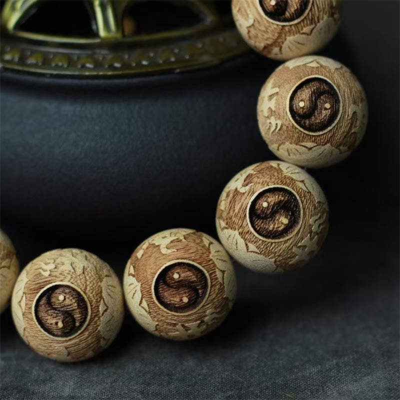 Braccialetto di chiarezza inciso con Buddha Stones, legno di canfora, Yin Yang e bue - image 10