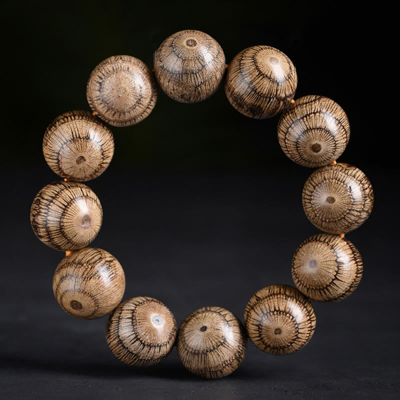 Braccialetto di protezione con perline di legno di gnetum Buddha Stones - 20 mm (circonferenza del polso 14-17 cm) - image 1