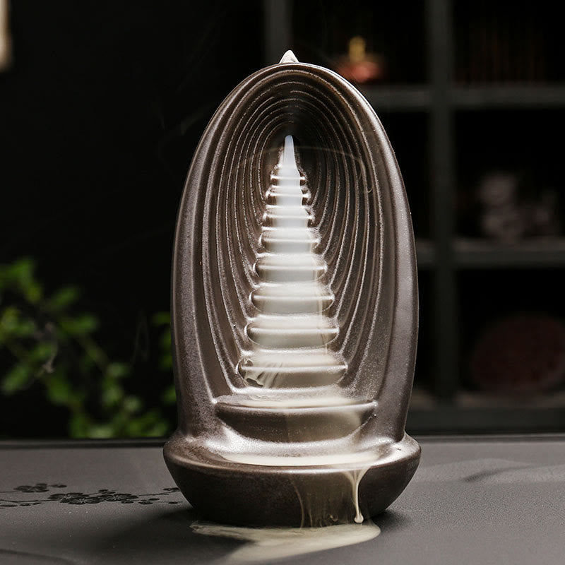 Buddha Stones, scale, montagne, acqua, mano di Buddha, ceramica, fontana di fumo a riflusso, bruciatore di incenso per meditazione, decorazione - Scale 9,7*8,1*16,8 cm - image 1