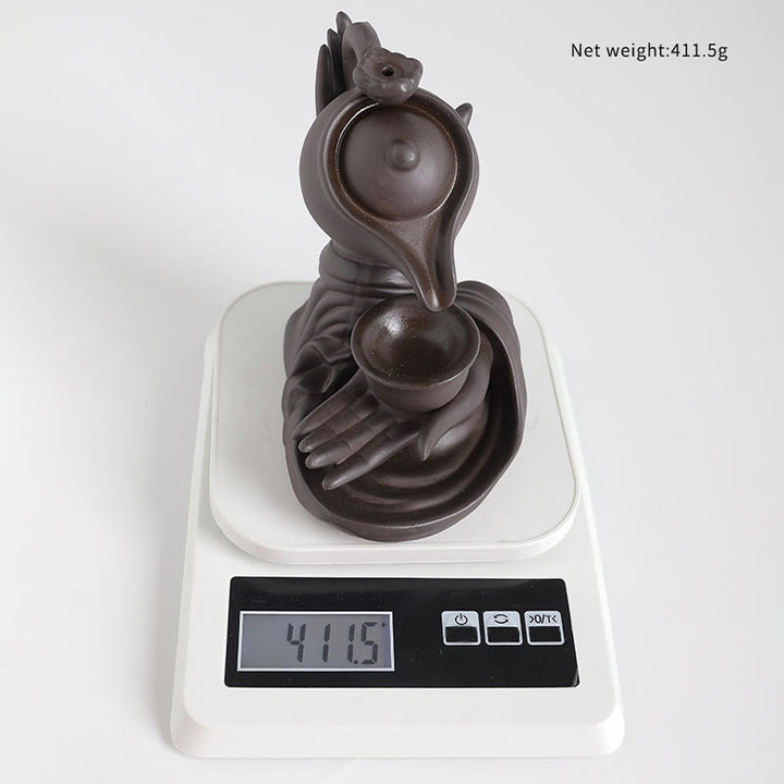 Buddha Stones, mano di Buddha che tiene teiera, tazza, fontana di fumo a riflusso in ceramica, bruciatore di incenso curativo, decorazione - image 11