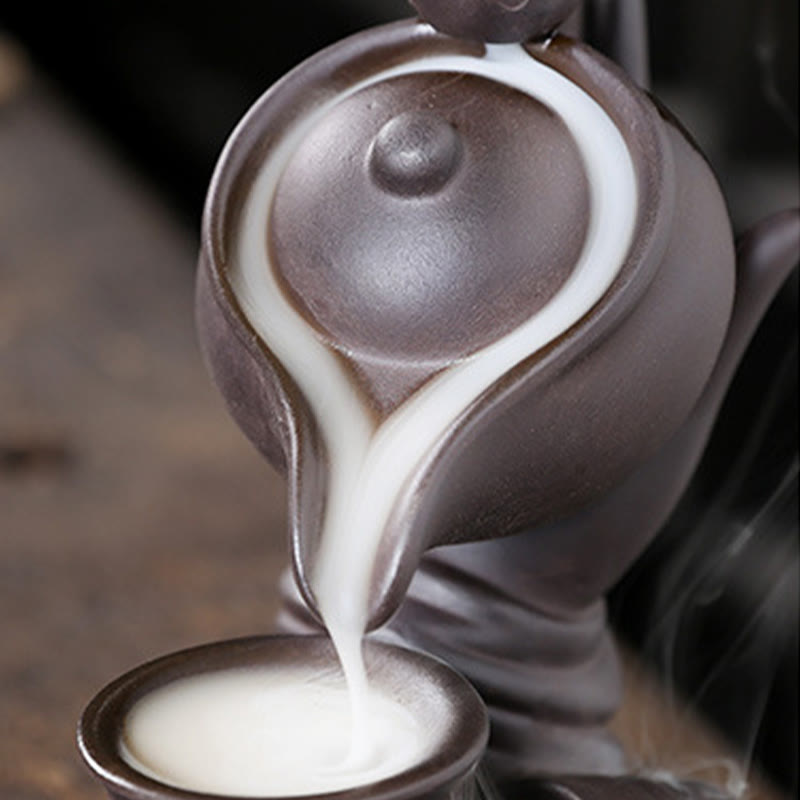 Buddha Stones, mano di Buddha che tiene teiera, tazza, fontana di fumo a riflusso in ceramica, bruciatore di incenso curativo, decorazione - image 5