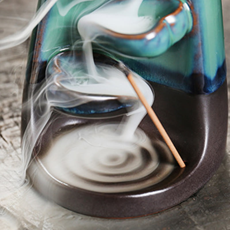 Bruciatore di incenso curativo in ceramica con fontana di fumo a riflusso, decorazione per coppia di amanti , Buddha Stones. - image 10