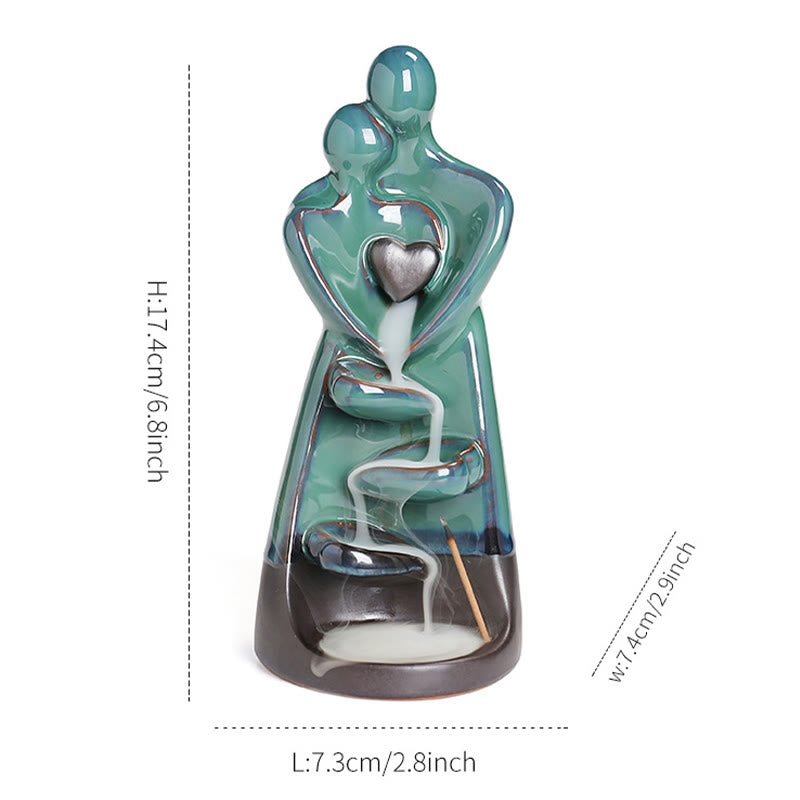 Bruciatore di incenso curativo in ceramica con fontana di fumo a riflusso, decorazione per coppia di amanti , Buddha Stones. - image 11