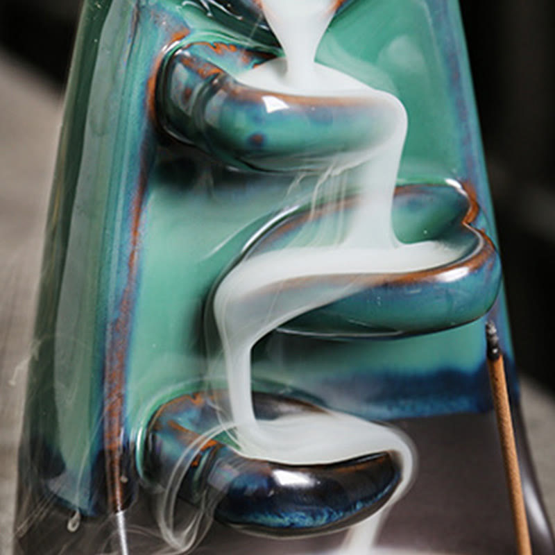 Bruciatore di incenso curativo in ceramica con fontana di fumo a riflusso, decorazione per coppia di amanti , Buddha Stones. - image 9