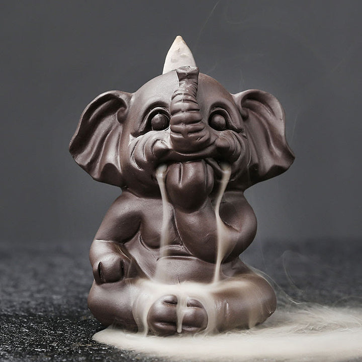 Buddha Stones, elefante carino, argilla viola, fontana di fumo a riflusso, bruciatore di incenso curativo per la pace, decorazione - Non dire 6,6*8,5*9,3 cm - image 27