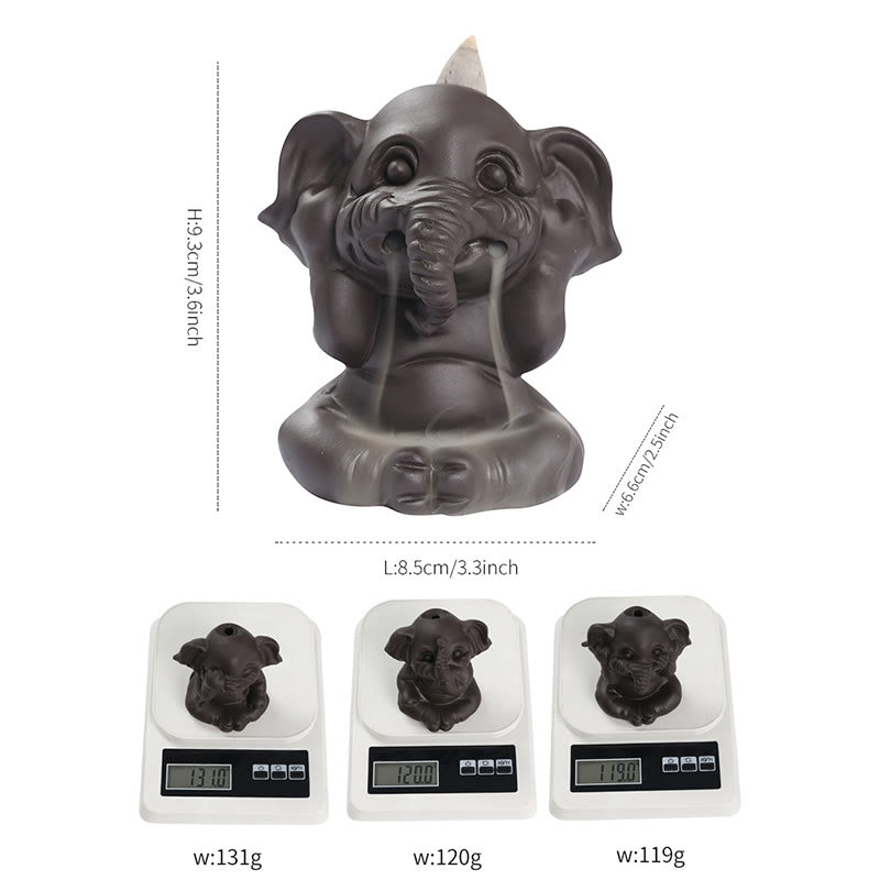 Buddha Stones, elefante carino, argilla viola, fontana di fumo a riflusso, bruciatore di incenso curativo per la pace, decorazione - image 5