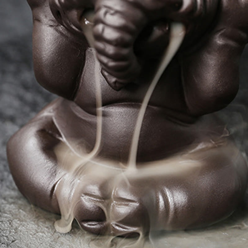 Buddha Stones, elefante carino, argilla viola, fontana di fumo a riflusso, bruciatore di incenso curativo per la pace, decorazione - image 23